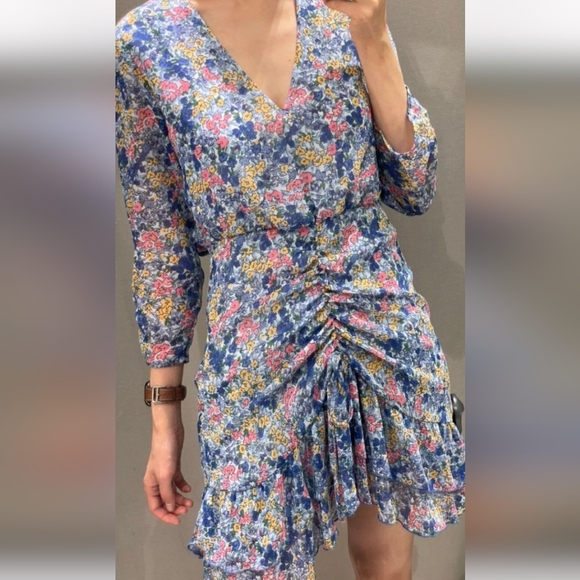 Zara Nwot Floral Rouched Midi size medium - Picture 1 of 7